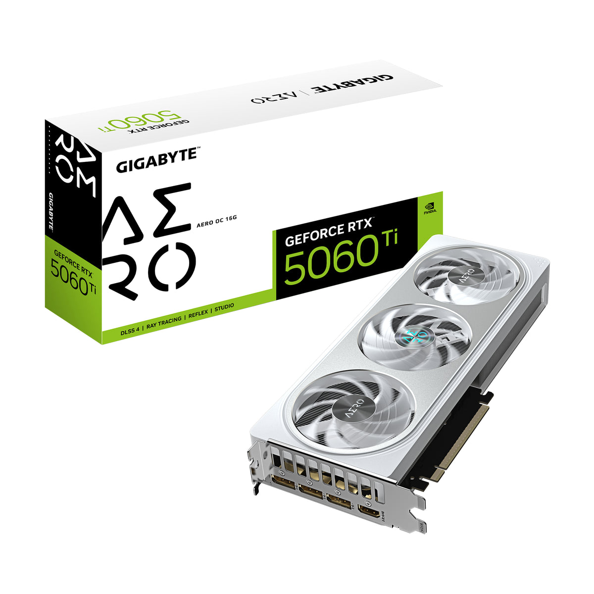 GIGABYTE GeForce RTX 5060 Ti AERO OC 16G Grafikkarte – 16 GB GDDR7, 128 Bit, PCI-E 5.0, 2647MHz Kernfrequenz, 3 x DisplayPort, 1 x HDMI, GV-N506TAERO OC-16GD