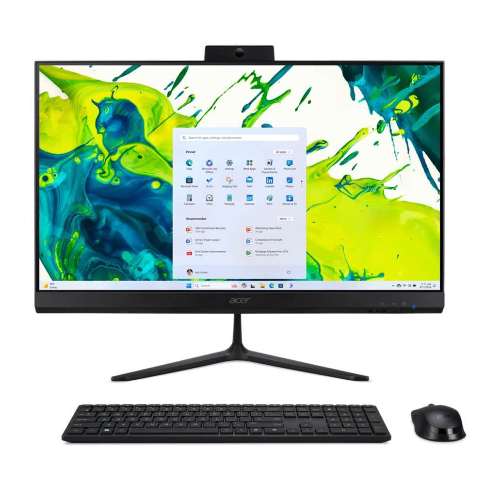 Acer Aspire C24-2G Intel Core 5 120U 60,5 cm (23.8") 1920 x 1080 Pixel All-in-One-PC 16 GB DDR4-SDRAM 512 GB SSD Windows 11 Home Wi-Fi 6 (802.11ax) Schwarz