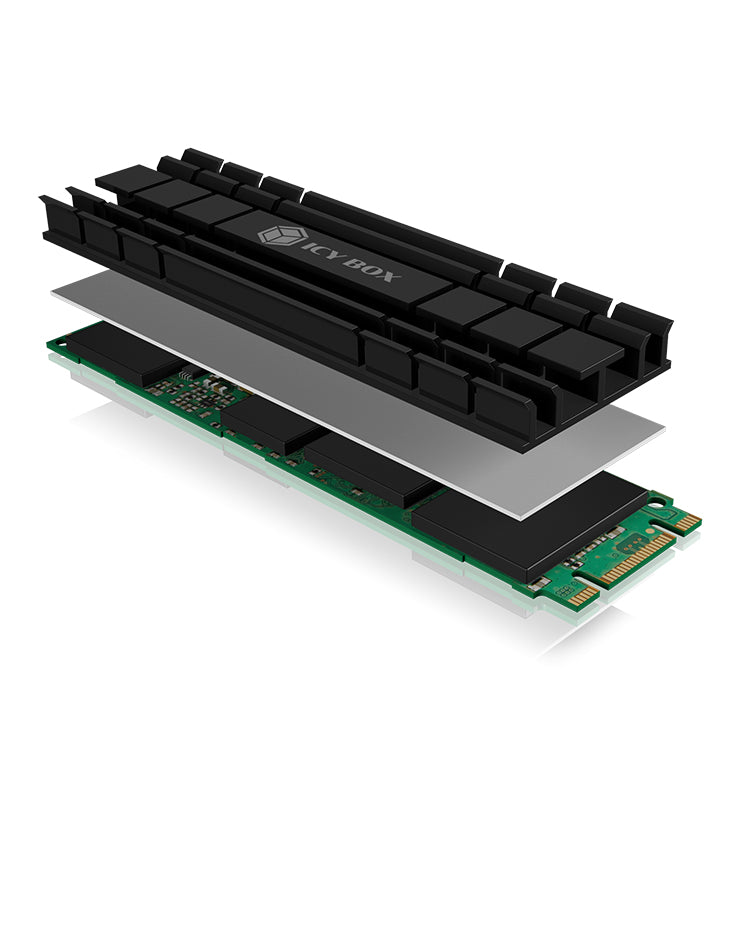 ICY BOX IB-M2HS-701, Kühlkörperset für M.2 2280 SSD, für PC/PS5, Aluminium, 5 mm dick
