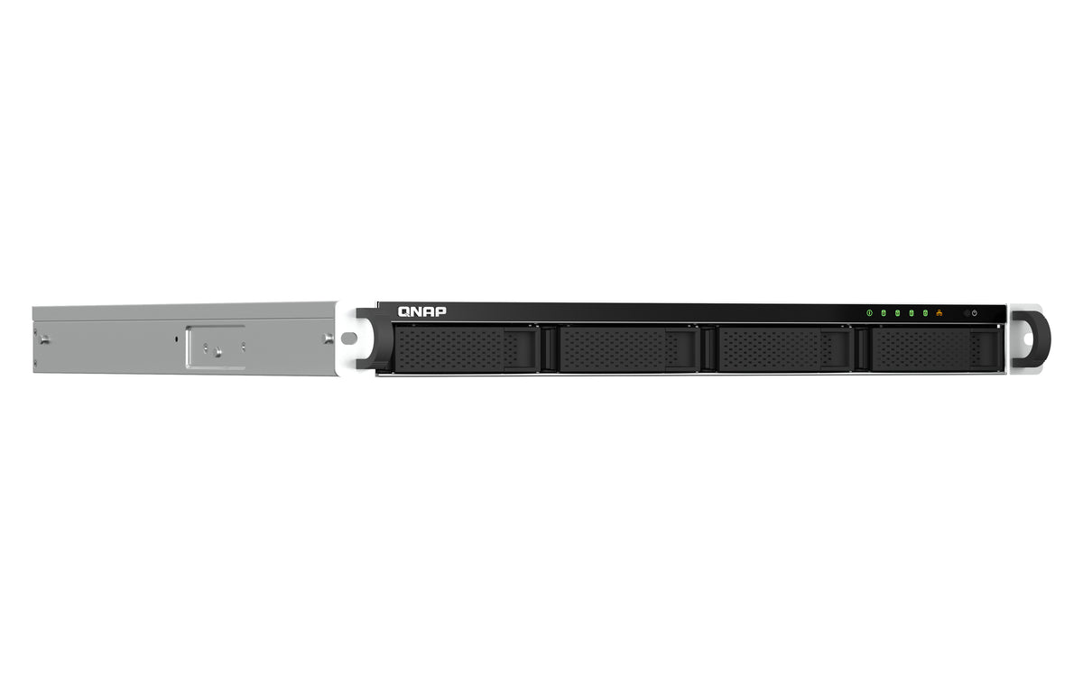 QNAP TS-464U NAS Rack (1U) Intel® Celeron® N5095 8 GB DDR4 0 TB QNAP Turbo System Aluminium, Schwarz