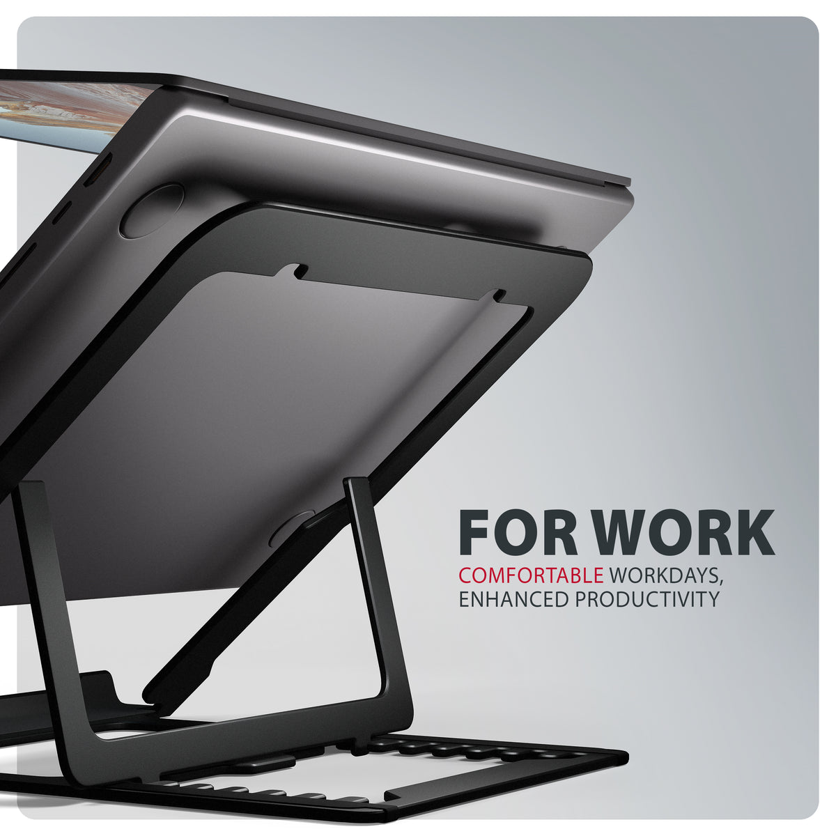 Axagon STND-LAB Laptop-Ständer, höhenverstellbar, faltbar, Aluminium Laptop- & Tablet-Ständer Schwarz 43,9 cm (17.3")
