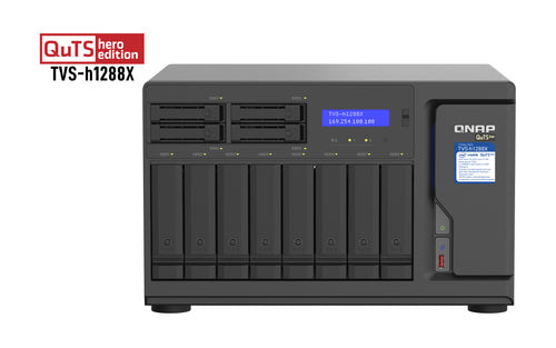 QNAP TVS-h1288X NAS Tower Intel® Xeon® W-1250 16 GB DDR4 0 TB QuTS hero Schwarz