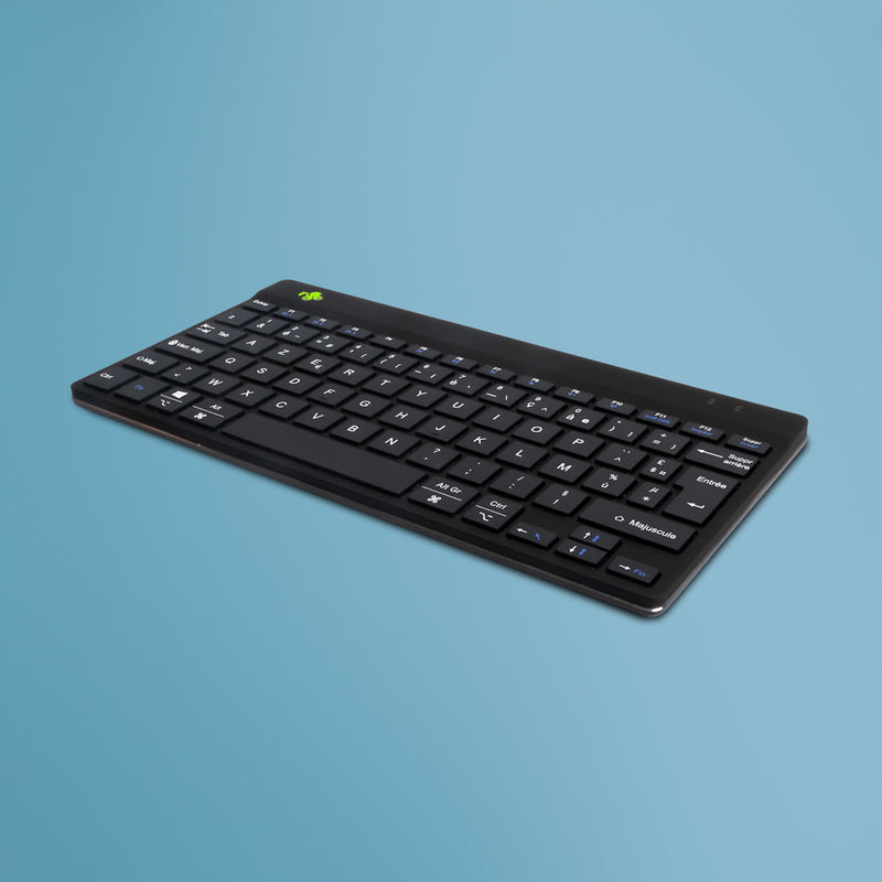 R-Go Tools Ergonomische Tastatur R-Go Compact Break, kompakte Tastatur mit Pausensoftware, AZERTY (FR), Bluetooth, Schwarz