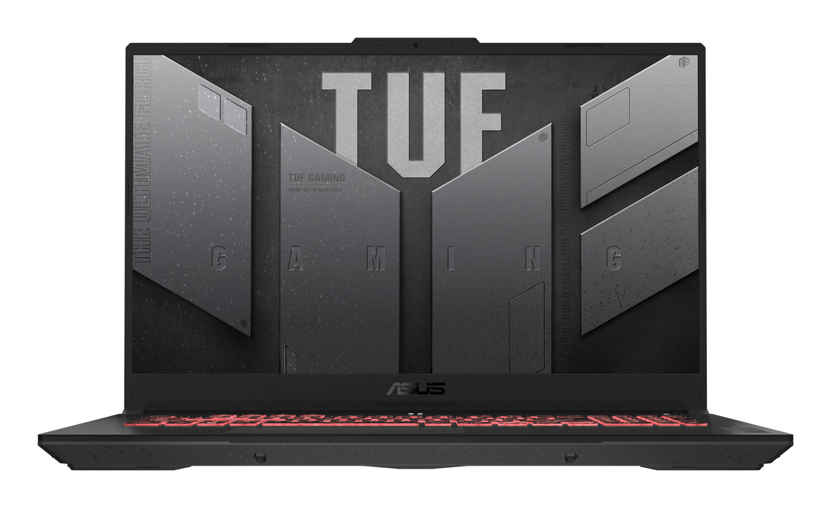 ASUS TUF Gaming A17 TUF707NUQ-DICHX146W AMD Ryzen™ 7 170 Laptop 43,9 cm (17.3") Full HD 16 GB DDR5-SDRAM 512 GB SSD NVIDIA GeForce RTX 4050 Wi-Fi 6 (802.11ax) Windows 11 Home Schwarz, Grau