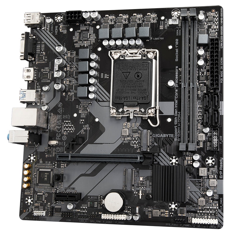 GIGABYTE B760M H DDR4 Motherboard - Unterstützt Intel Core 14. Generation CPUs, 6+1+1 Phasen Digital VRM, bis zu 3200MHz DDR4 (OC), 2xPCIe 4.0 M.2, GbE LAN, USB 3.2 Gen1