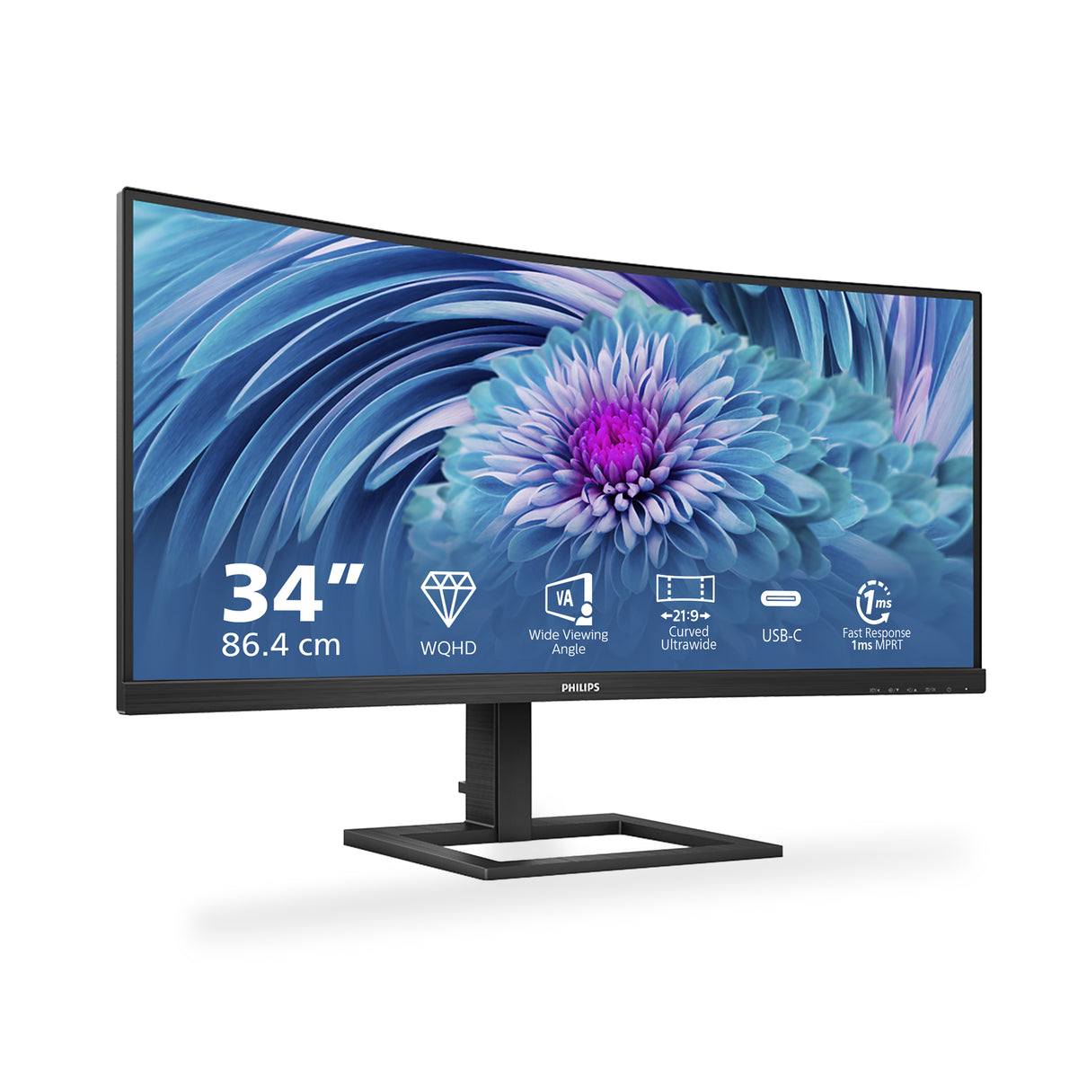 Philips E Line 346E2CUAE/00 Computerbildschirm 86,4 cm (34") 3440 x 1440 Pixel Wide Quad HD+ LCD Schwarz