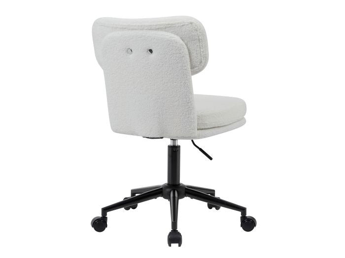 Equip 651023 Drehbarer Schreibtischstuhl, gepolsterter Chenille-Stuhl, Home-Office-Stuhl, höhenverstellbar, verchromtes Fußkreuz, Weiß