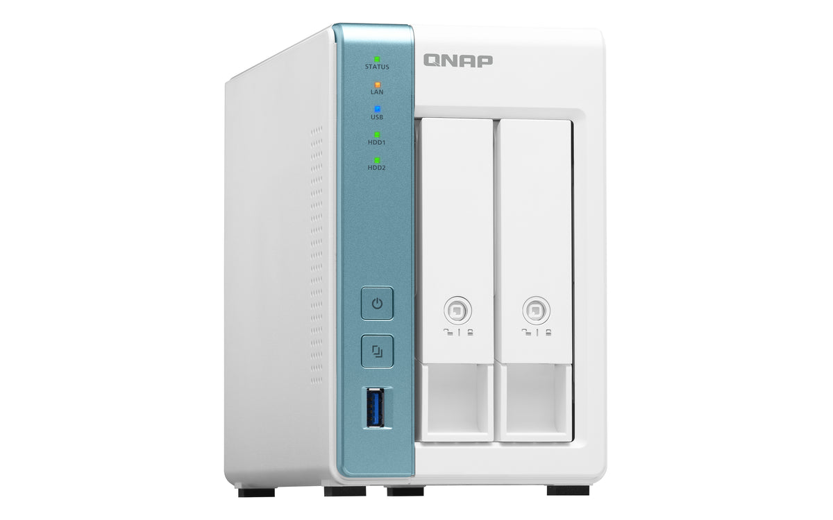 QNAP TS-231P3 NAS Tower Annapurna Labs Alpine AL-214 4 GB DDR3 0 TB QNAP QTS Türkis, Weiß