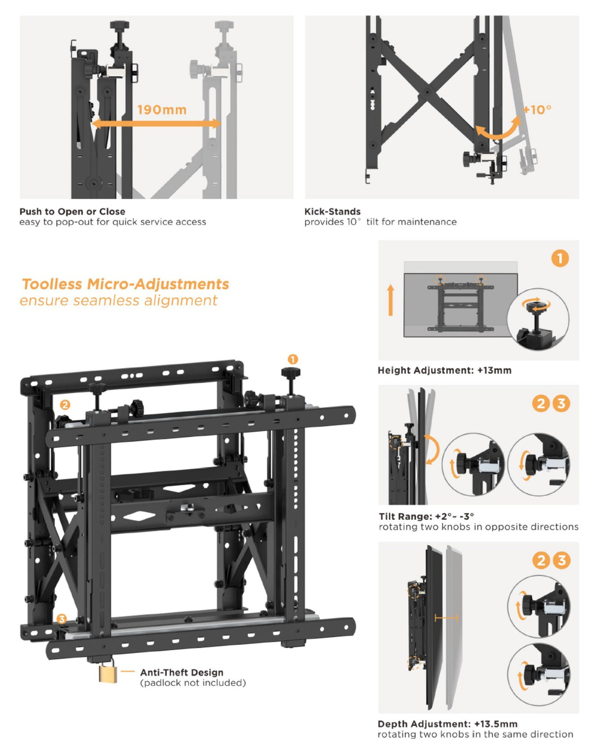 Equip 45"-70" Pop-Out-Videowandhalterung