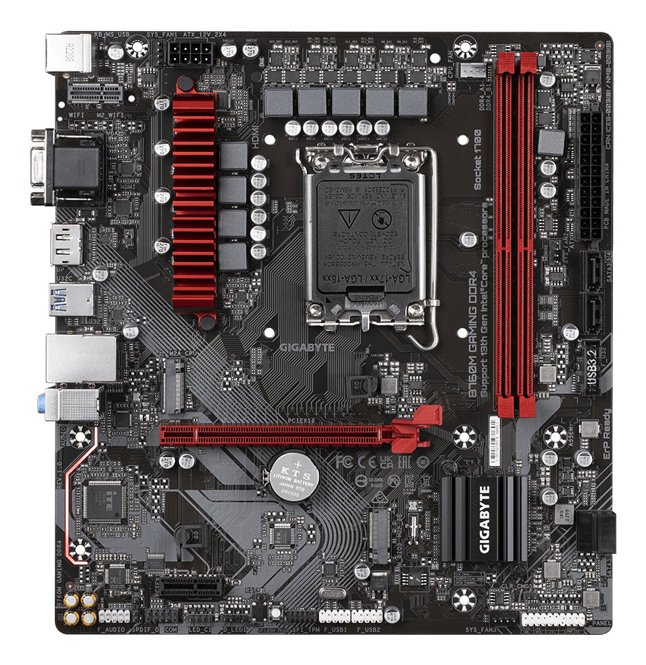 GIGABYTE B760M GAMING DDR4 Motherboard - Unterstützt Intel Core 14. Generation CPUs, 6+2+1 Phasen Digital VRM, bis zu 5333MHz DDR4 (OC), 2xPCIe 4.0 M.2, 2.5GbE LAN, USB 3.2 Gen1
