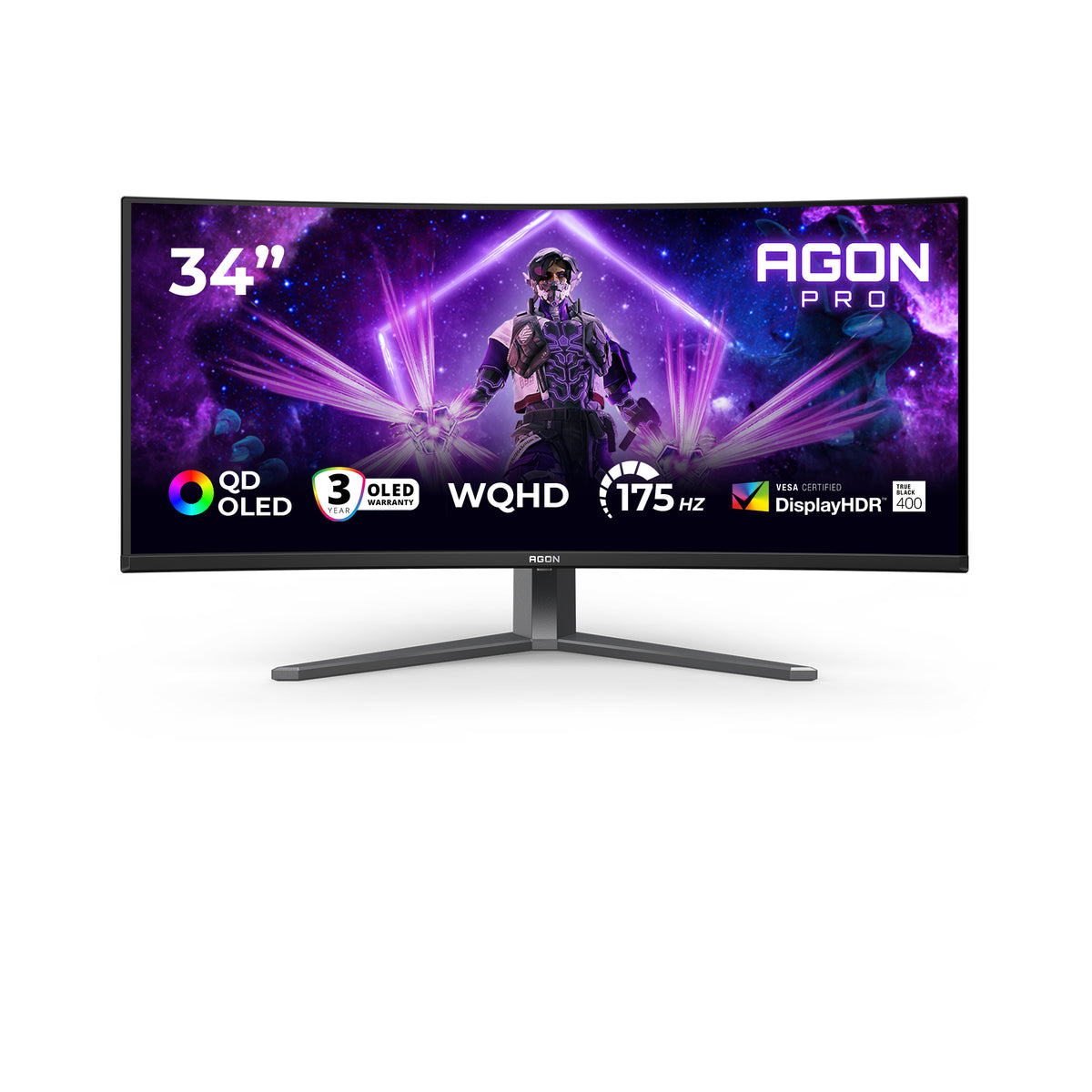 AOC AGON PRO AG346UCD Écran d'ordinateur 86,4 cm (34") 3440 x 1440 pixels Wide Quad HD QD-OLED Noir, Gris