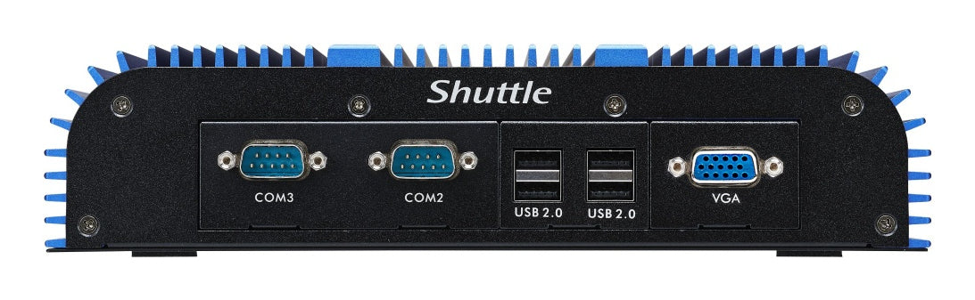Shuttle BPCAL02-i3XA industrial Box-PC, Core i3-1215U , 8GB RAM, 128GB M.2 SSD, 2x LAN, 3x COM, 1xHDMI,1xVGA, 8x USB, DC input 9-36V, lüfterlos, 24/7 Dauerbetrieb