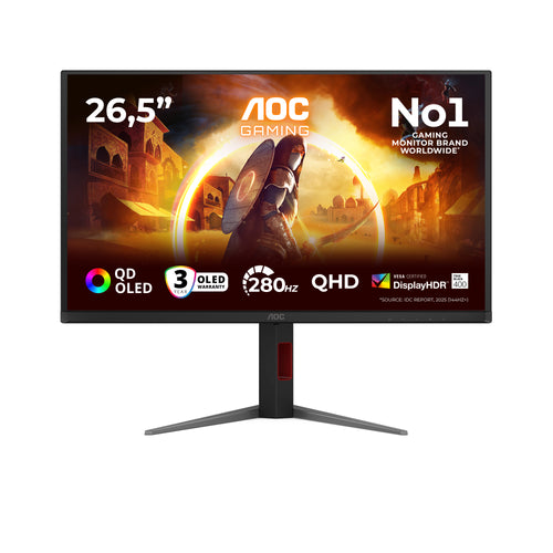 AOC G4 Q27G4ZD Computerbildschirm 67,3 cm (26.5") 2560 x 1440 Pixel Quad HD QD-OLED Schwarz, Rot