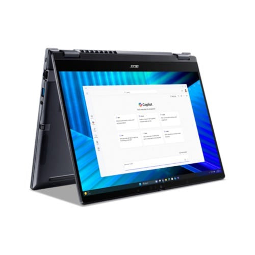 Acer TravelMate TMP414RN-55-TCO-58UA Intel Core Ultra 5 225U Hybrid (2-in-1) 35,6 cm (14") Touchscreen WUXGA 16 GB DDR5-SDRAM 512 GB SSD Wi-Fi 7 (802.11be) Windows 11 Pro Deutsch Blau