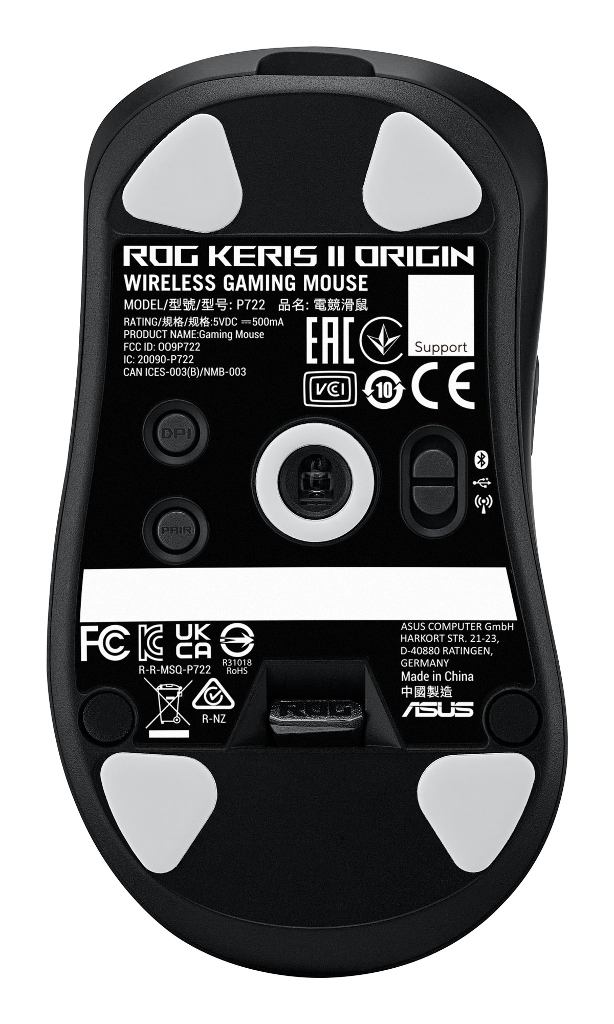 ASUS ROG Keris II Origin BLK Maus Gaming rechts RF Wireless + Bluetooth + USB Type-A Optisch 42000 DPI