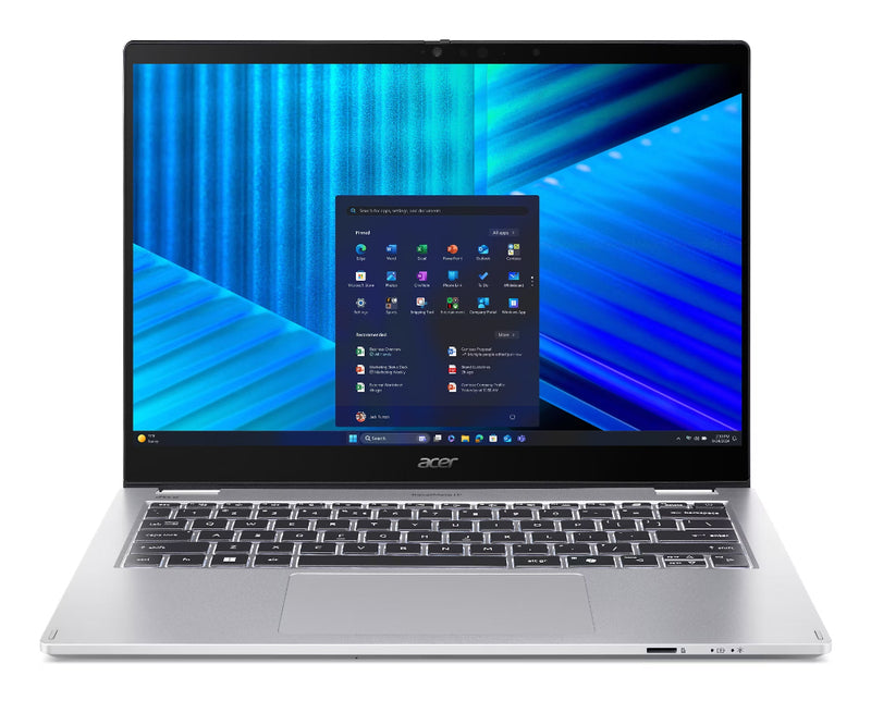 Acer TravelMate TMP414RN-55-TCO-586Y Intel Core Ultra 5 225U Hybrid (2-in-1) 35,6 cm (14") Touchscreen Full HD+ 8 GB DDR5-SDRAM 256 GB SSD Wi-Fi 7 (802.11be) Windows 11 Home Blau