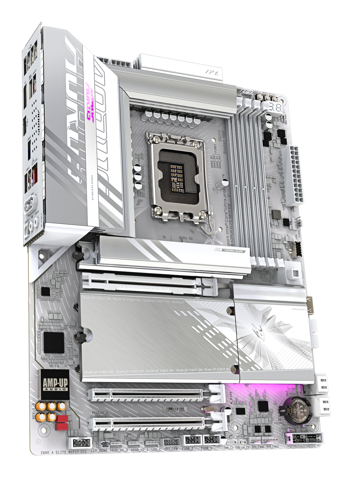 GIGABYTE Z890 AORUS ELITE WIFI7 ICE Mainboard - Unterstützt Intel Core Ultra (Serie 2) CPUs, 16+1+2 Phasen VRM, bis zu 8800MHz DDR5 (OC), 1xPCIe 5.0 + 3xPCIe 4.0, Wi-Fi 7, 2.5GbE LAN, Thunderbolt 4