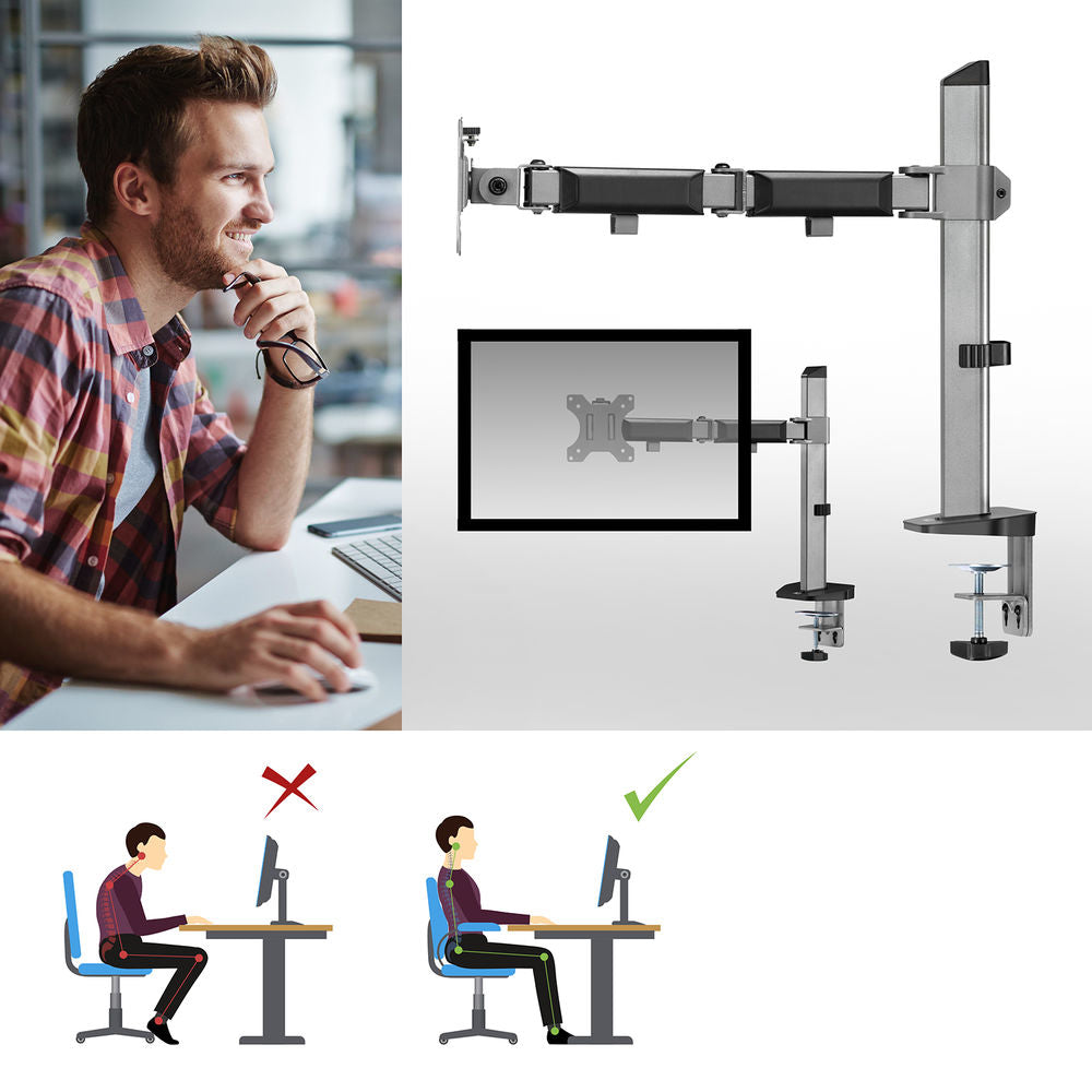 Supporto da tavolo per monitor ACT, 1 schermo fino a 32", grigio