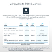 StarTech.com Universelle Thunderbolt 4 und USB4 Dockingstation, Quad-Display unter Windows, Dual-Display mit MacBook, HDMI DP-Dock mit 100W Ladung