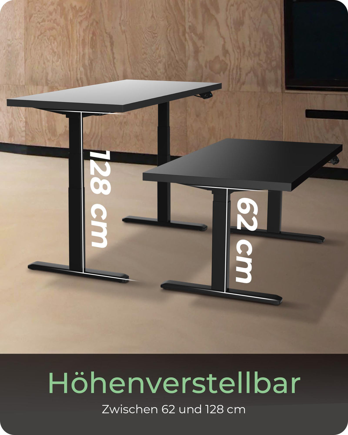 ICY BOX IB-EW205B-T, Elektrisch höhenverstellbares Sitz-/Steh-Tischgestell mit digitalem Memory-Touch-Panel