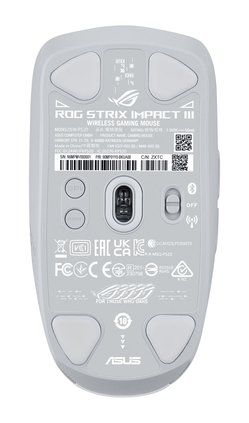 ASUS ROG Strix Impact III Wireless Maus Gaming Beidhändig RF Wireless + Bluetooth Optisch 36000 DPI