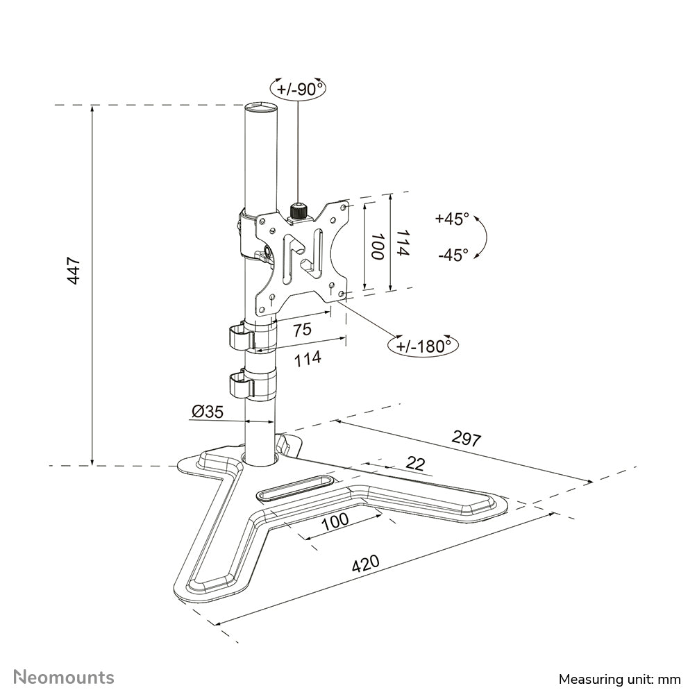 Neomounts DS45-600BL1 Monitorständer für einen Bildschirm 10-32"