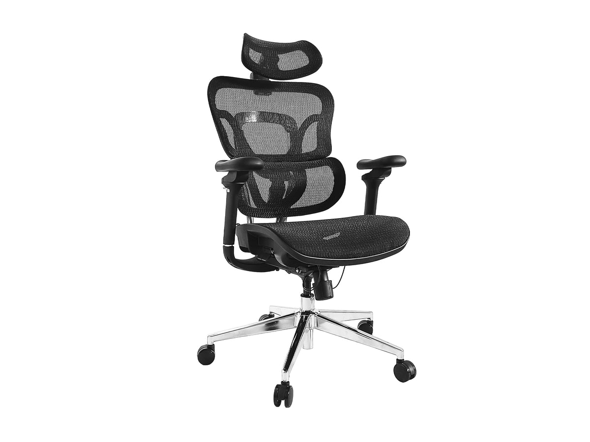 Equip Ergonomischer Premium-Bürostuhl mit Kopfstütze und Armlehnen, Schwarz