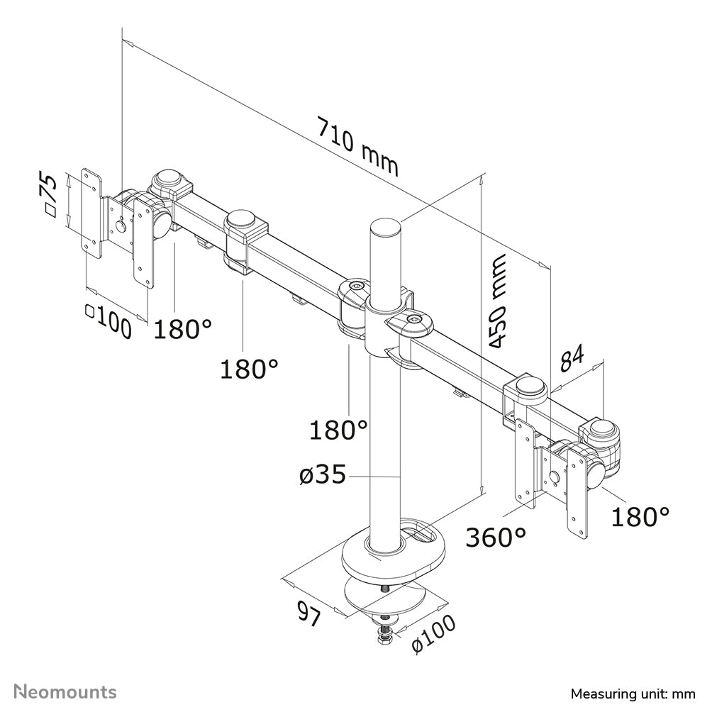 Neomounts FPMA-D960DG Monitorarm 10-27"