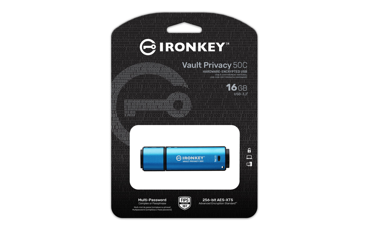 Kingston Technology IronKey 16GB USB-C Vault Privacy 50C AES-256 verschlüsselter, FIPS 197