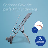 R-Go Tools Laptopständer R-Go Riser Document, ergonomisch, faltbar und einstellbar, mit Dokumentenhalter, AGR-zertifiziert, schwarz