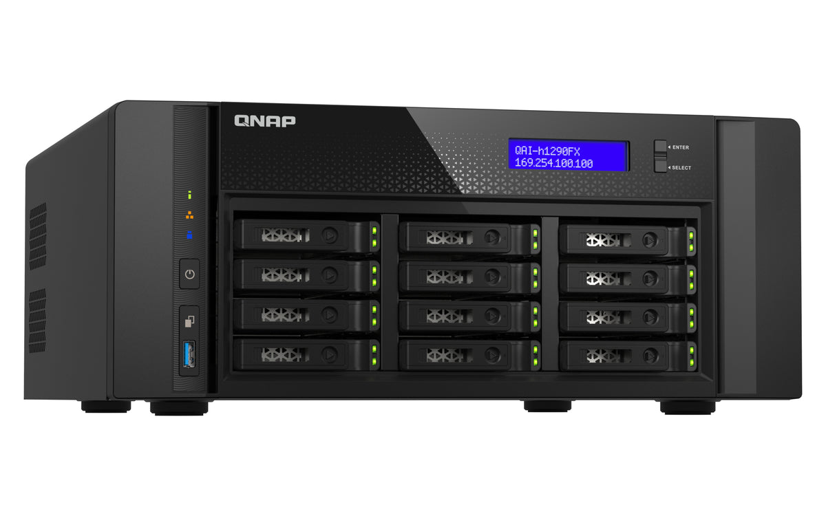 QNAP QAI-h1290FX NAS Tower EPYC 7302P 128 GB DDR4 0 TB QuTS hero Schwarz
