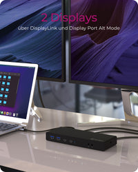 ICY BOX IB-DK2245AC, DisplayLink™, 2x DisplayPort™ oder 2x HDMI® Schnittstelle bis zu 4096x2160@60 Hz