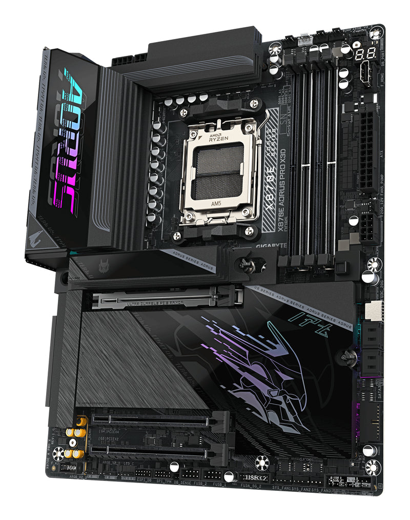 GIGABYTE X870E AORUS PRO X3D Mainboard - Unterstützt AMD Ryzen 9000 CPUs, digitales 18+2+2-Phasen-VRM, bis zu 9000MHz DDR5 (O.C.), 2xPCIe 5.0 + 2xPCIe 4.0, Wi-Fi 7, 5GbE LAN, USB 4