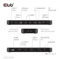 CLUB3D CSV-2540 laptop-dockingstation & portreplikator Andocken USB 3.2 Gen 1 (3.1 Gen 1) Type-C Schwarz
