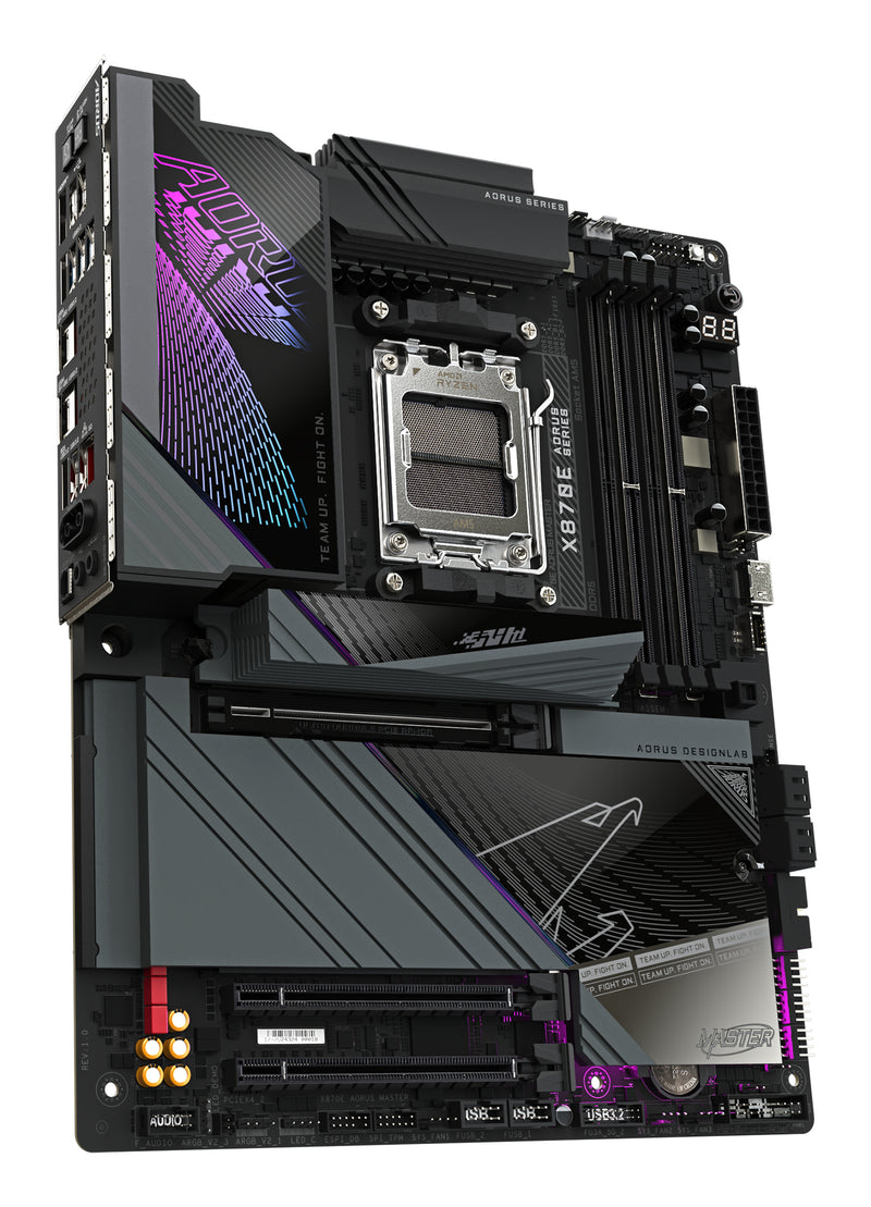 GIGABYTE X870E AORUS MASTER Mainboard - Unterstützt AMD Ryzen 9000 CPUs, 16+2+2 Phasen digitales VRM, bis zu 8600MHz DDR5 (OC), 3xPCIe 5.0 + 1xPCIe 4.0, Wi-Fi 7, 5GbE LAN, USB 4