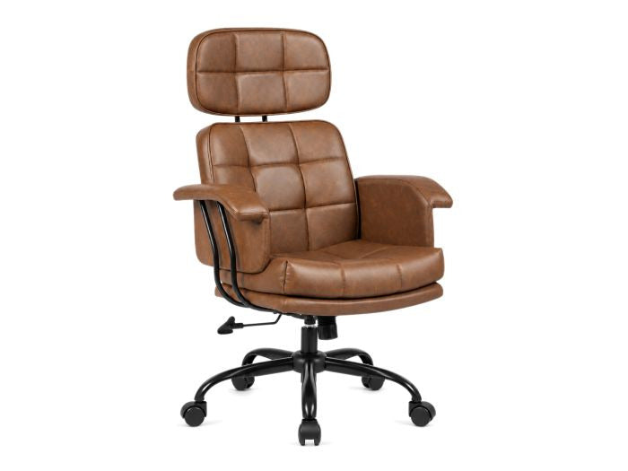 Equip 651021 Ergonomischer Chefsessel, gepolsterte Armlehnen, Butterfly-Mechanismus, verchromtes Fußkreuz, höhenverstellbar, 360° drehbar, braun