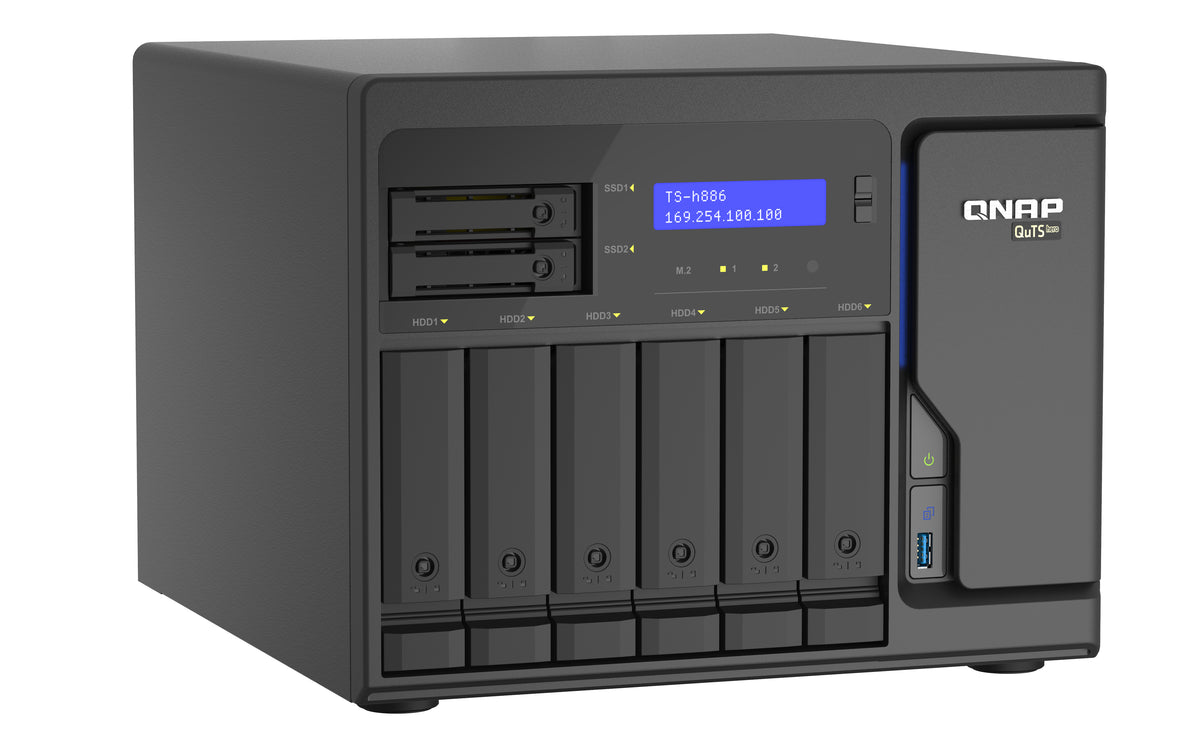 QNAP TS-h886 NAS Tower Intel® Xeon® D D-1602 8 GB DDR4 0 TB QuTS hero Schwarz