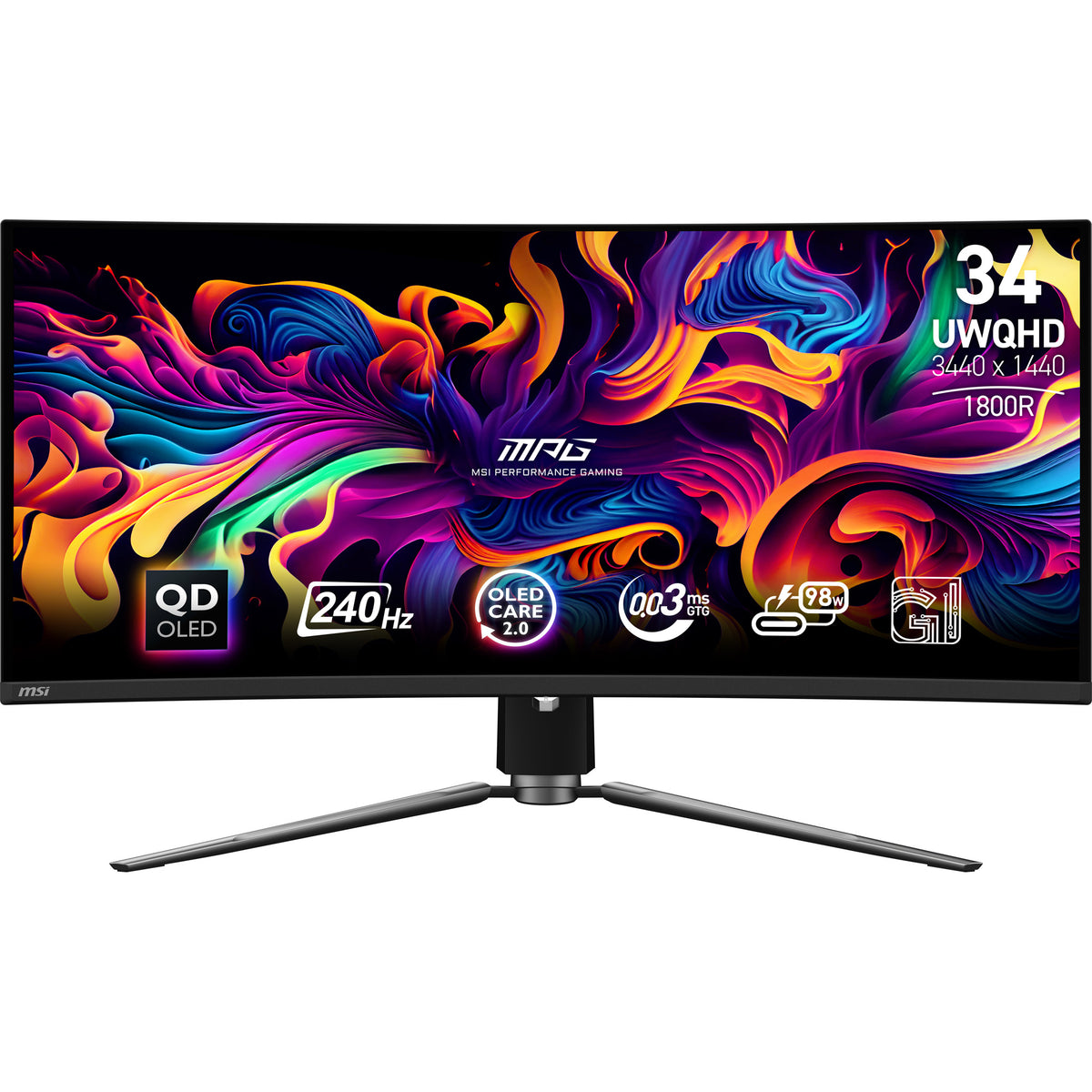 MSI MPG 341CQPX QD-OLED Computerbildschirm 86,4 cm (34") 3440 x 1440 Pixel UltraWide Quad HD Schwarz