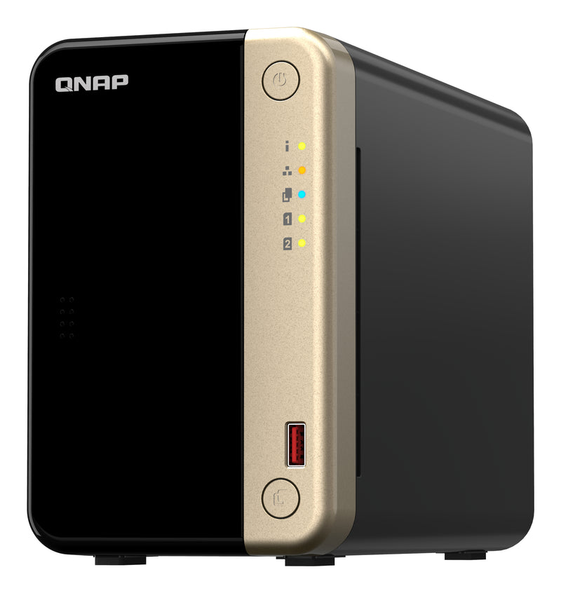 QNAP TS-264 NAS Tower Intel® Celeron® N5095 8 GB 0 TB QNAP QTS Schwarz, Gold