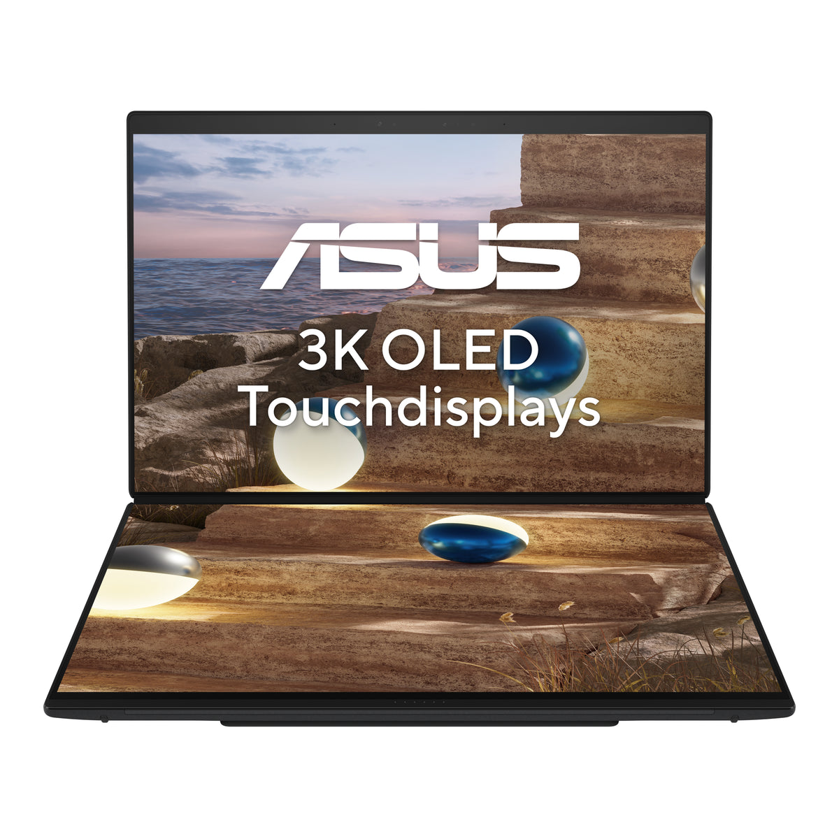 ASUS Zenbook Duo UX8407AA-SN262W Intel Core Ultra 9 386H Hybrid (2-in-1) 35,6 cm (14") Touchscreen 3K 32 GB LPDDR5x-SDRAM 1 TB SSD Wi-Fi 7 (802.11be) Windows 11 Home Grau