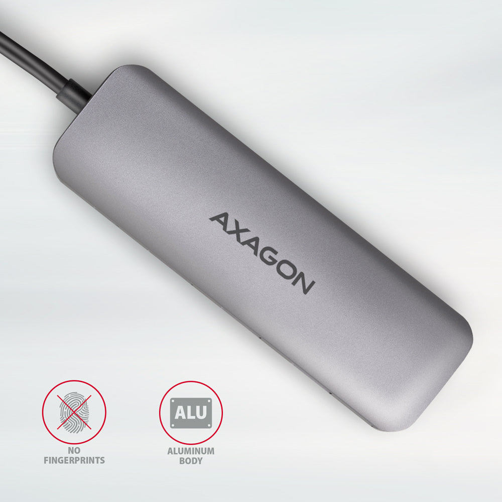 Axagon HMC-HCR3A 3x USB-A+ HDMI+ SD/microSD USB-C 3.2 Gen 1 hub 20cm Kabelgebunden USB 3.2 Gen 1 (3.1 Gen 1) Type-C Grau