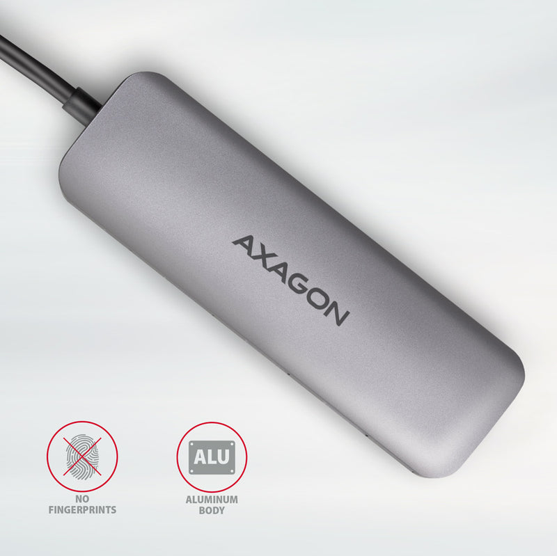 Axagon HMC-HCR3A 3x USB-A+ HDMI+ SD/microSD USB-C 3.2 Gen 1 hub 20cm Kabelgebunden USB 3.2 Gen 1 (3.1 Gen 1) Type-C Grau