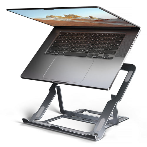 Axagon STND-LAG Aluminiumständer für Laptops und Tablets der Größe 10"–17.3". Acht Verstellbare Positionen. Graue Version.