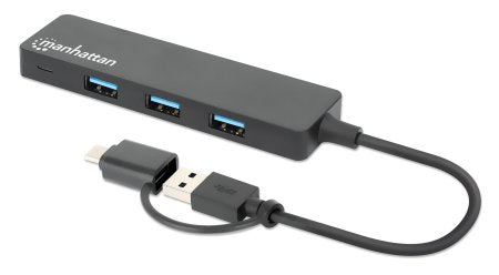Manhattan 180863 laptop-dockingstation & portreplikator USB 3.2 Gen 1 (3.1 Gen 1) Type-A + Type-C Schwarz