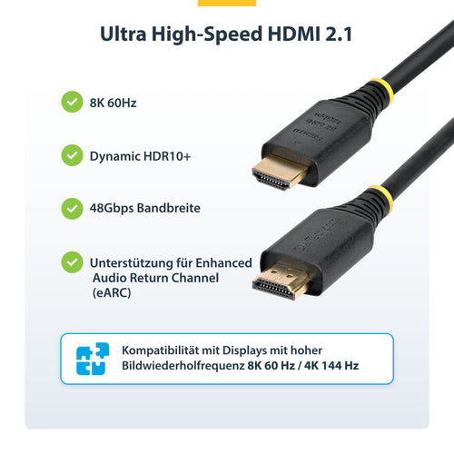 StarTech STARTECH.COM 2m Zertifiziertes Ultra High Speed HDMI Kabel 8K 60Hz und 4K 120Hz UHD 2.1 mit