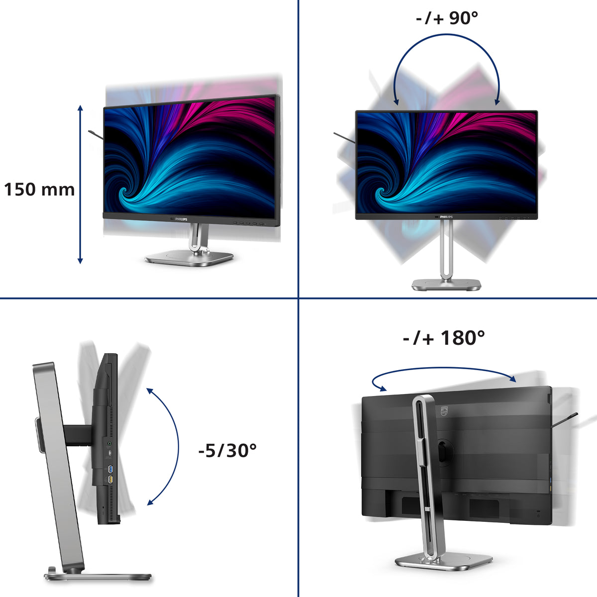 Philips 4000 series 24B2U4301/00 Computerbildschirm 60,5 cm (23.8") 1920 x 1080 Pixel Full HD LCD Grau