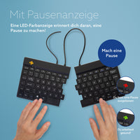 R-Go Tools Ergonomische Tastatur R-Go Split Break v2 mit Pausensoftware, geteilte Tastatur, QWERTY (UK), Kabelgebunden, Schwarz