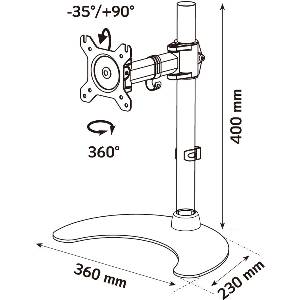Techly Desk Stand for 1 Monitor 13 "-27" with Base h.400mm ICA-LCD 3400 68,6 cm (27") Tisch/Bank Schwarz