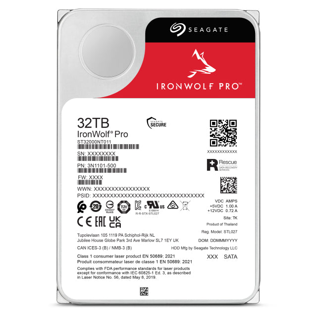 Seagate IronWolf Pro ST32000NT000 Interne Festplatte 32 TB 7200 RPM 3.5" Serial ATA III