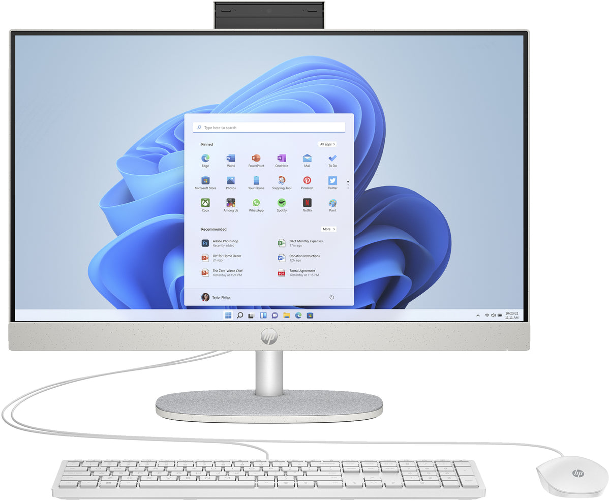 HP 24-cr0006ng AMD Ryzen™ 5 7520U 60,5 cm (23.8") 1920 x 1080 Pixel All-in-One-PC 16 GB LPDDR5-SDRAM 512 GB SSD Windows 11 Home Wi-Fi 6 (802.11ax) Weiß